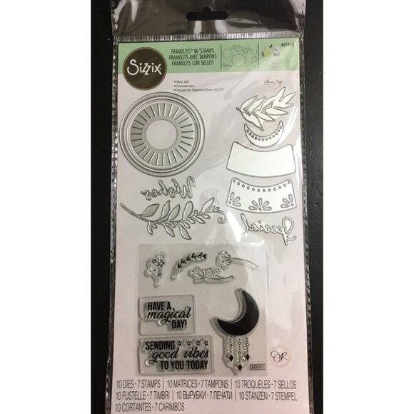 Sizzix Framelits Dies & Stamps Globe With Moon & Floral Designs - Picture 1 of 2